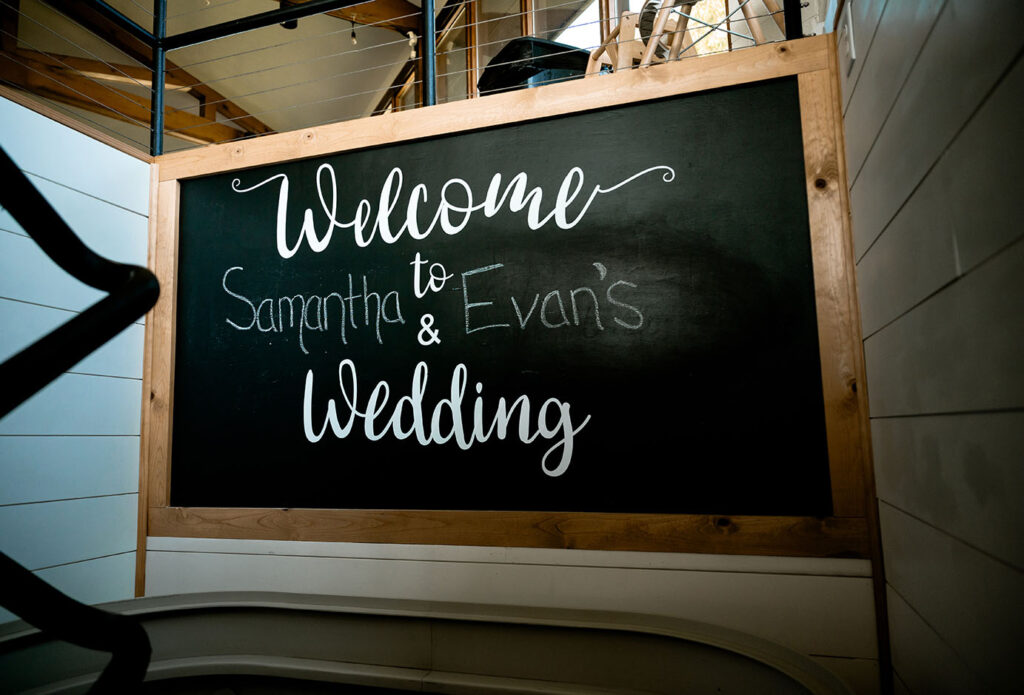 Welcome sign at Yinzer valley farms Wedding