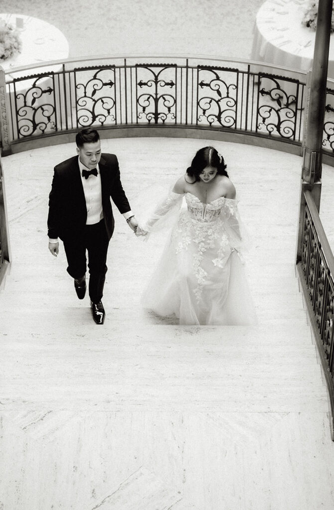 BW Bride and Groom walking up