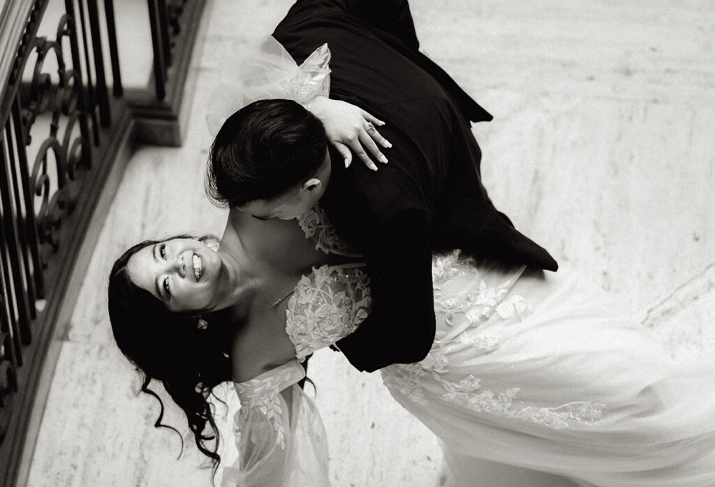 BW Bride and Groom Dancing