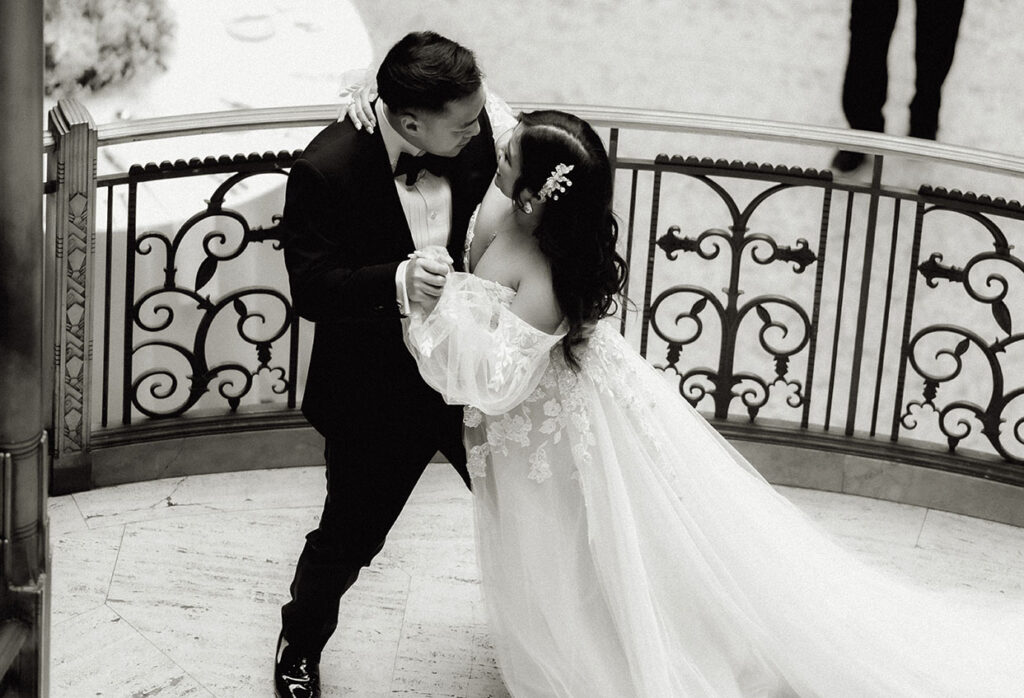 BW Bride and Groom Dancing