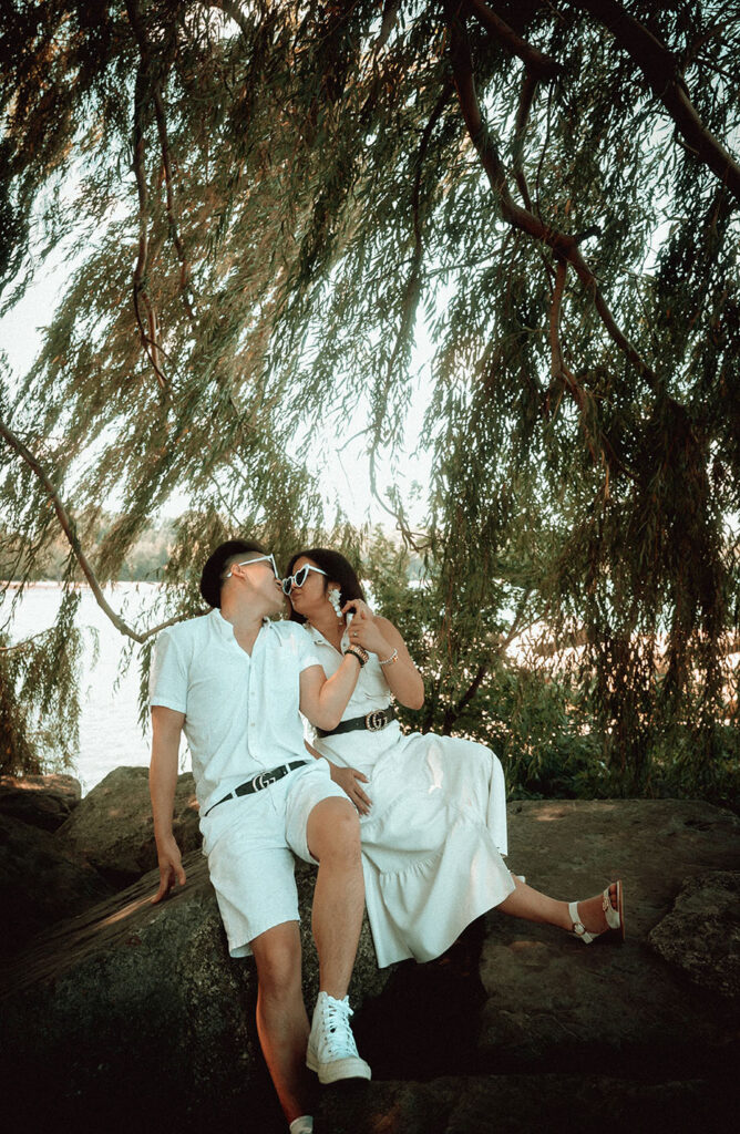 BW Bride and Groom after wedding day Brunch at Edgewater Beach Cleveland