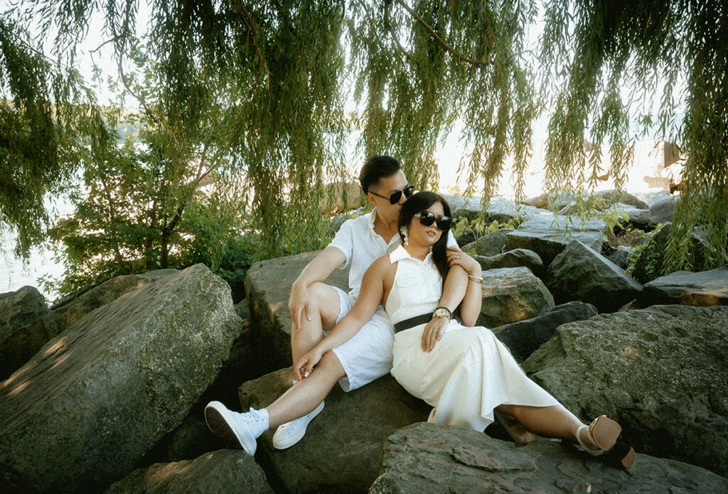 BW Bride and Groom after wedding day Brunch at Edgewater Beach Cleveland