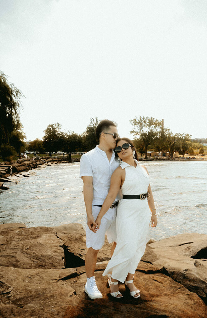 BW Bride and Groom after wedding day Brunch at Edgewater Beach Cleveland