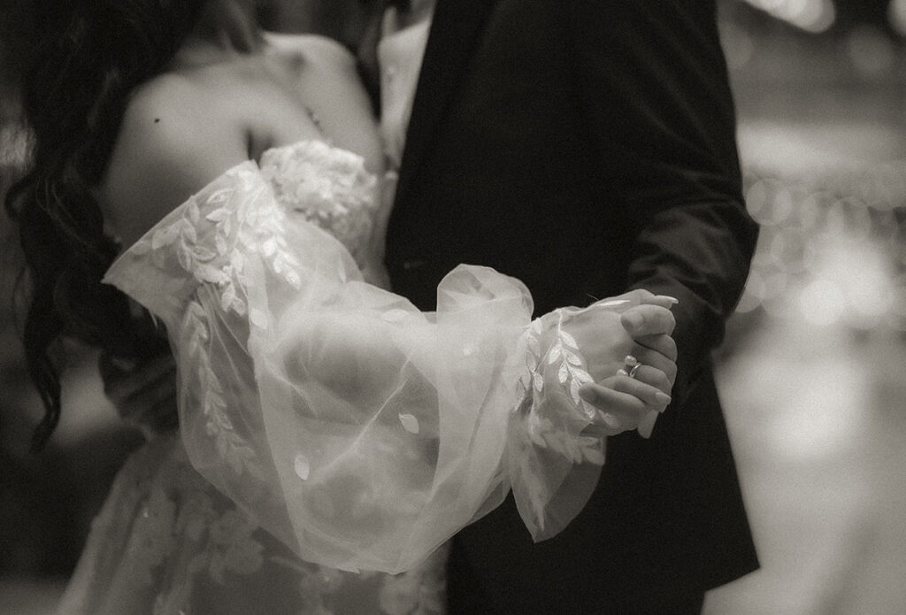 Arms clicked of bride and groom