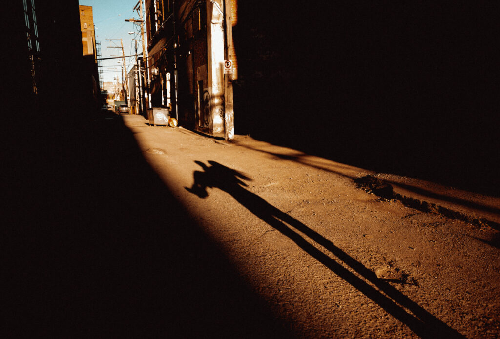 Shadow of couple in the strip district Engagement