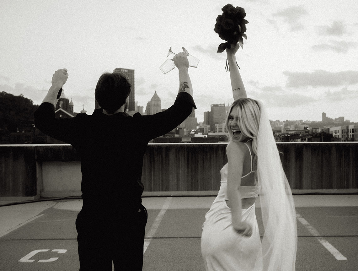 Bride and Groom during their elopement in the strip district