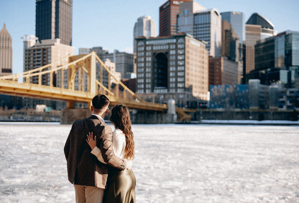 Couple Looking at Pittsburgh's Skyline from the North Shore