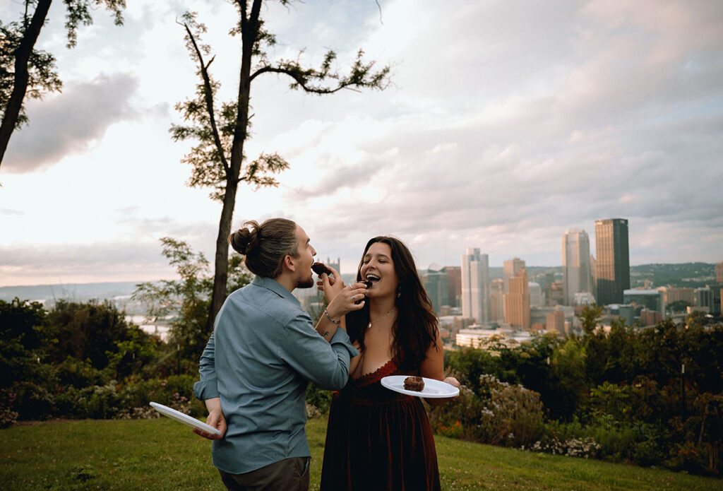 Couple eat at the anniversary celebration in Pittsburgh