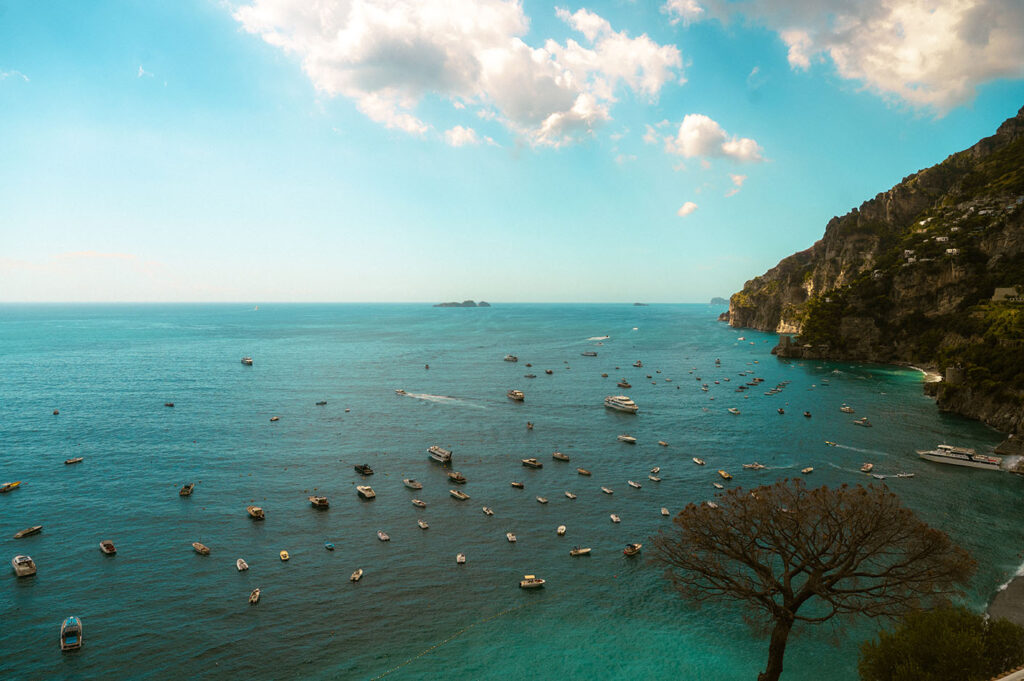 Mediterranean with boats from Positano