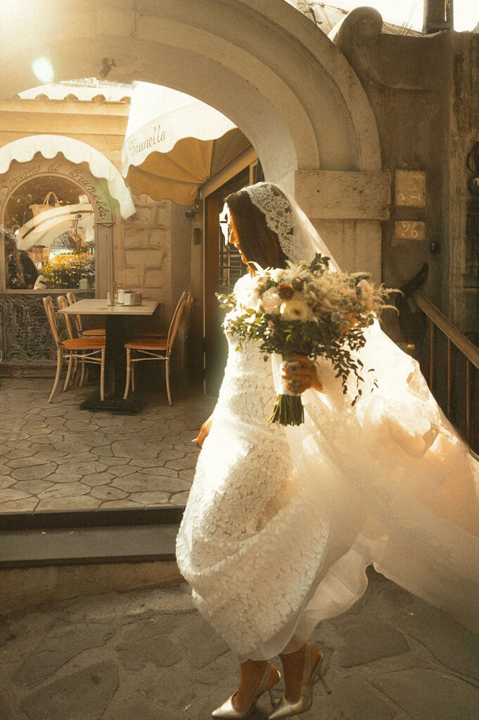 Bride Walking in Positano Wedding