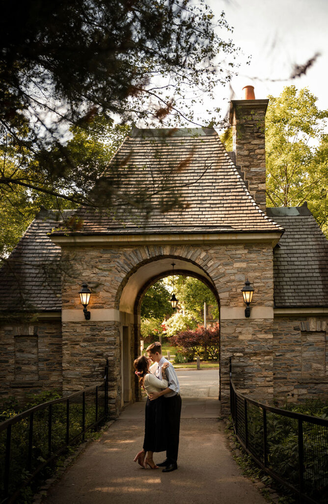 Frick Park Couple Embracing each other during Engagement