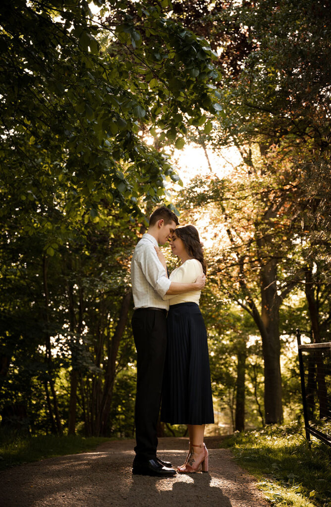 Frick Park Couple Embracing each other during Engagement