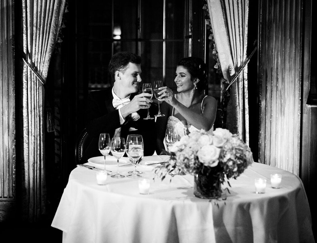 Bride and Groom Cheer during toast at Duquesne Club Wedding