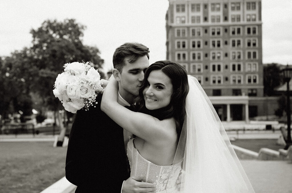 BW Bride and Groom in Classy and Elegant Oakland Wedding
