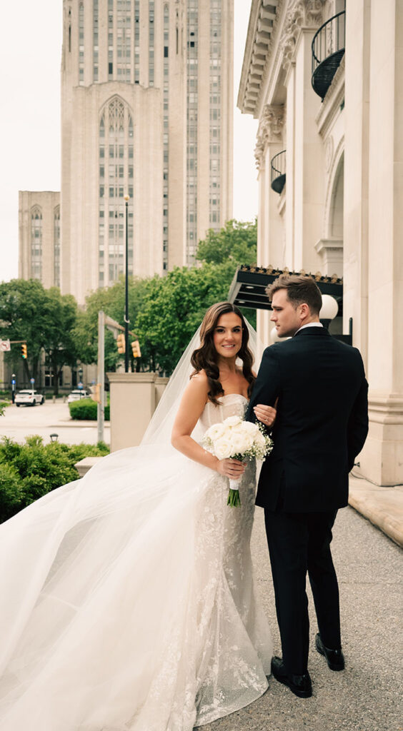 Bride holding groom in Classy Pittsburgh Wedding