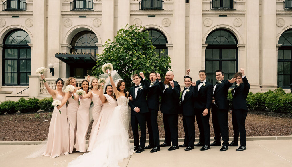 Bridal Party cheering for bride in Classy Oakland Wedding