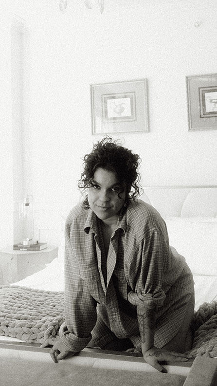BW Boudoir Portrait of woman during their intimate photos