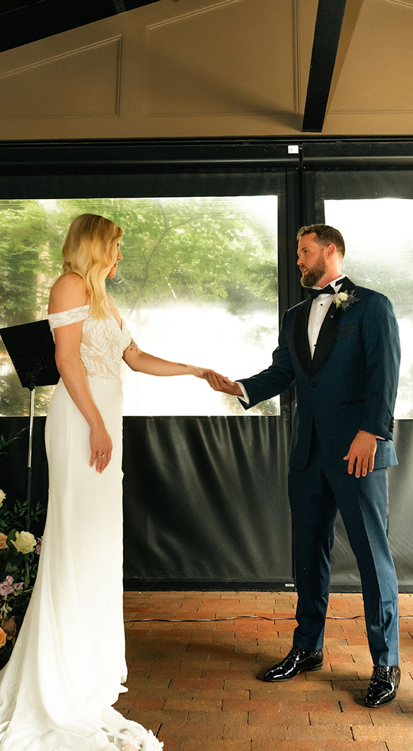 Bride and Groom Seeing each other at the altar at Grand Concourse Wedding