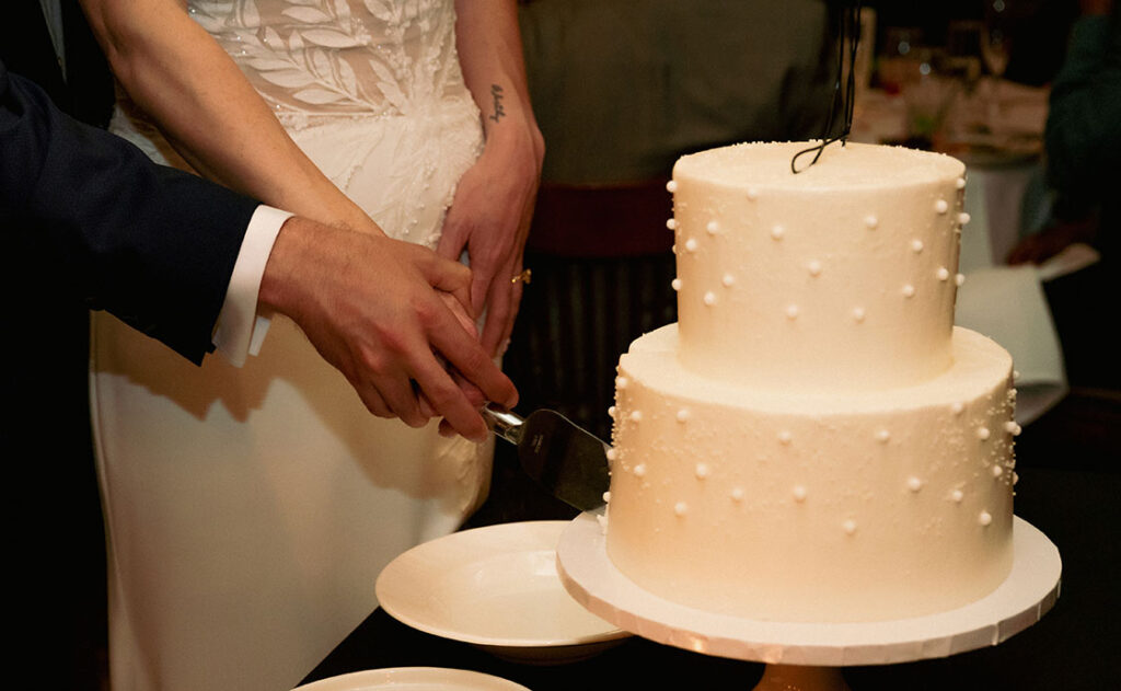 cake cutting at Grand Concurse wedding reception