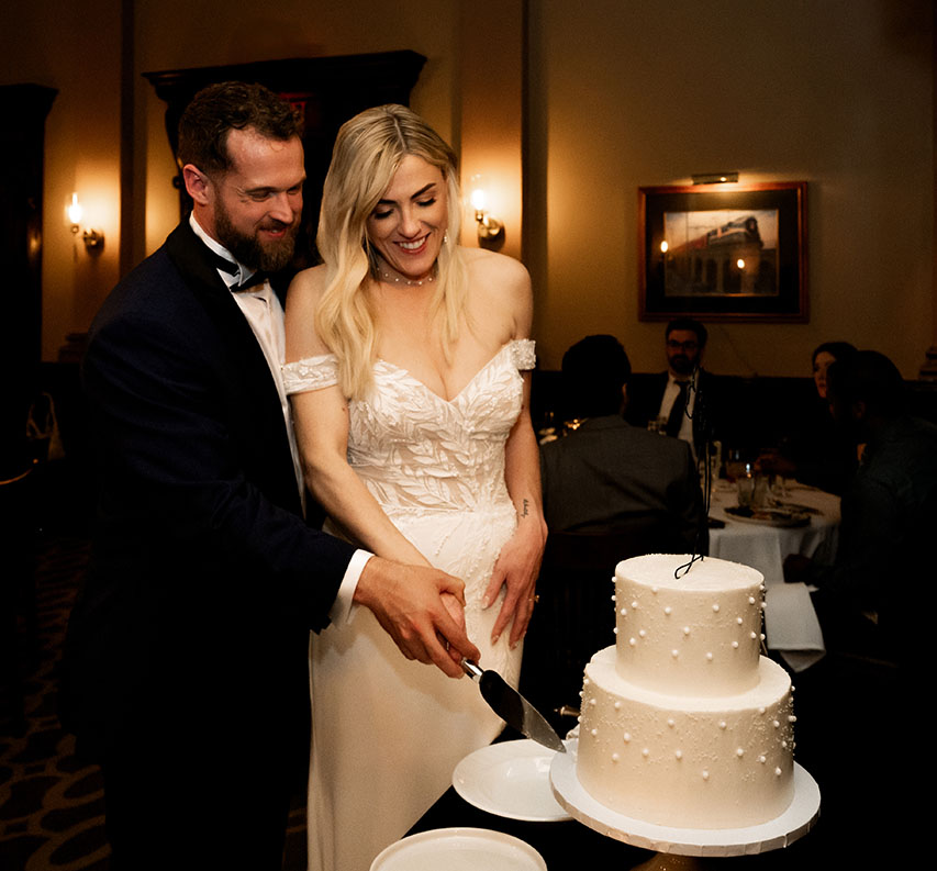 cake cutting at Grand Concurse wedding reception