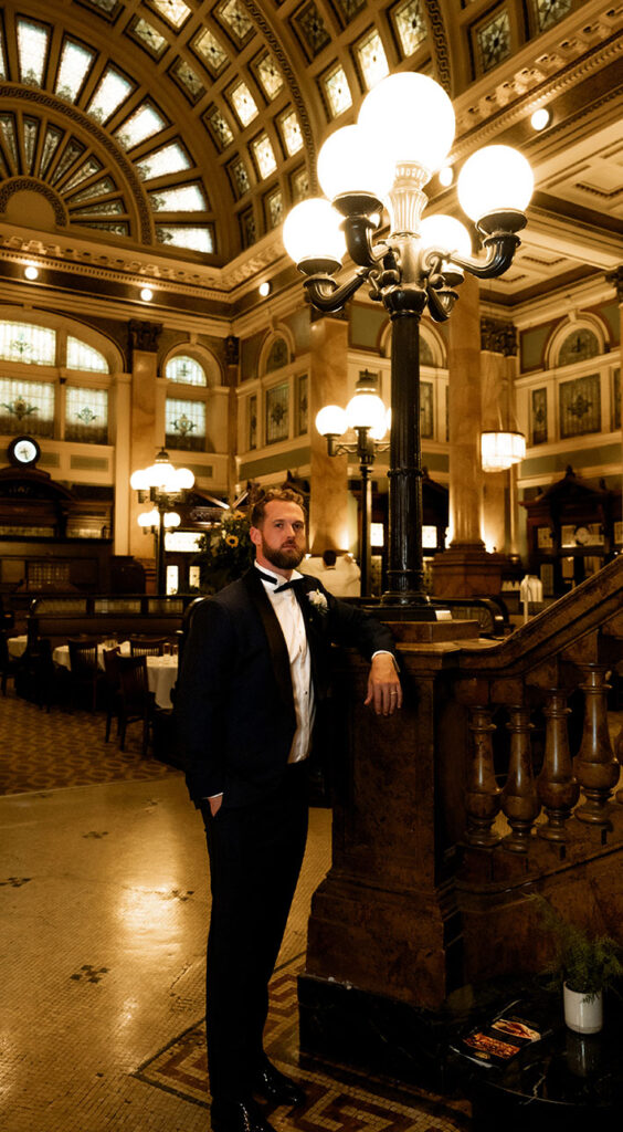 Groom photo in an editorial style at grand concourse