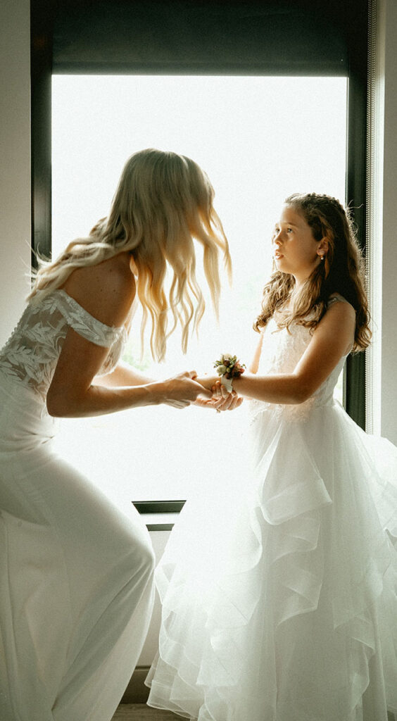 Bride and Daughter getting ready at Hotel Indigo before Wedding