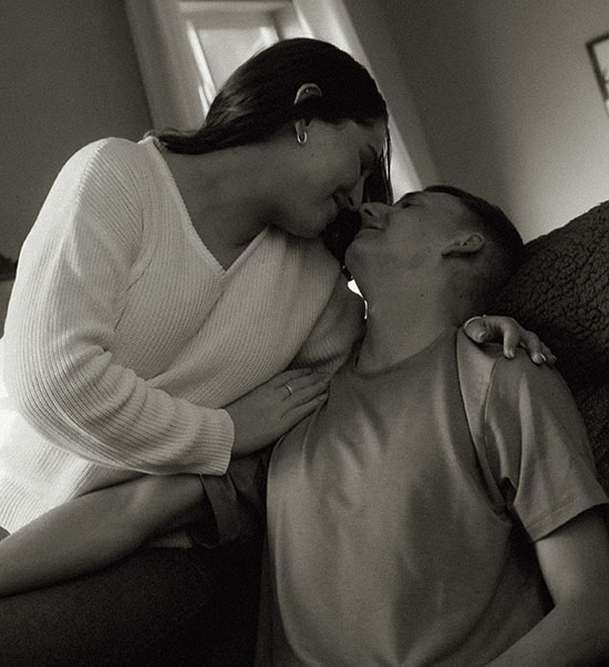 BW Couple about to kiss during Documentary Style Engagement photos