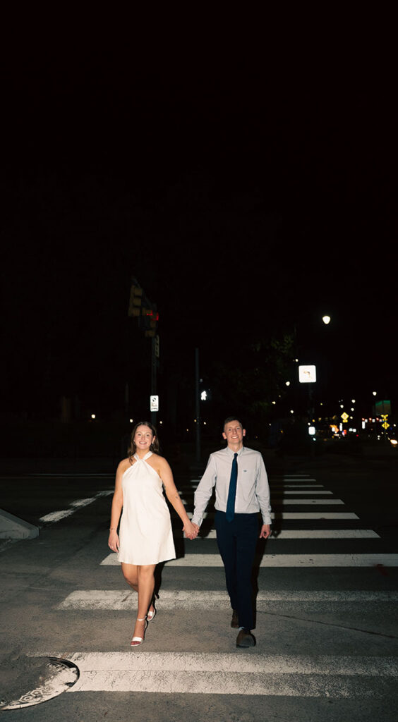 Couple Walking During Hollywood Style Engagement
