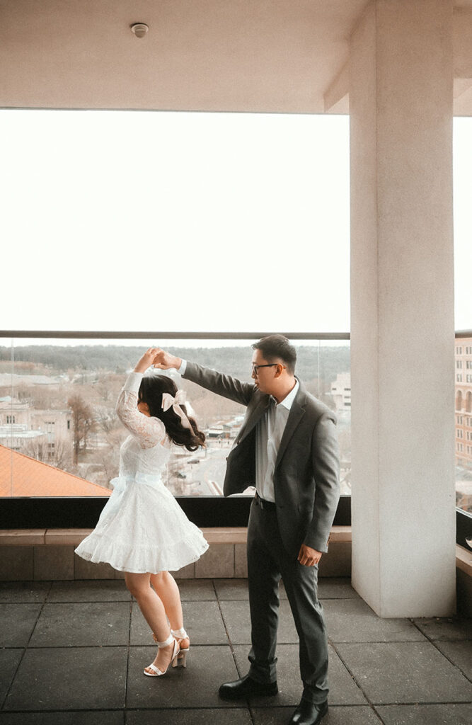 Couple Dancing during their engagement at The Oaklander
