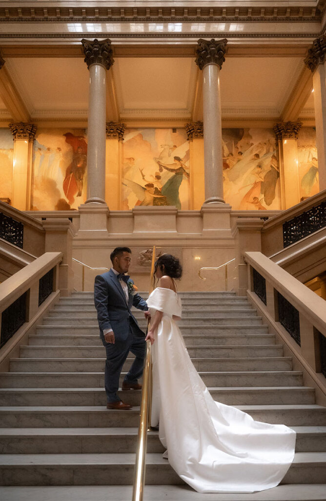Bride and Groom at Carnegie of Art Wedding