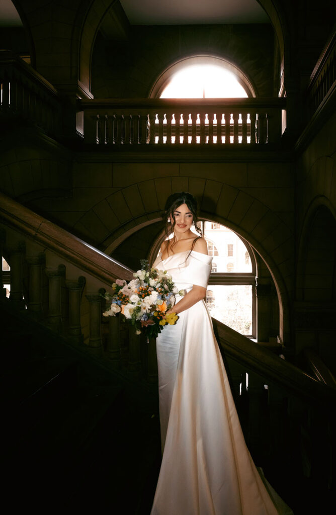 Bride standing at Allegheny Courthouse Civil Ceremony