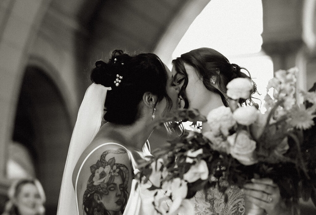 Two brides Kissing at the Allegheny County Courthouse