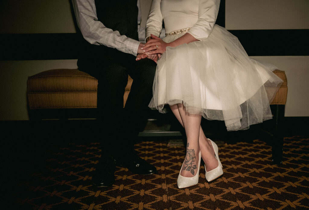 Bride and groom at Mansion on 5th