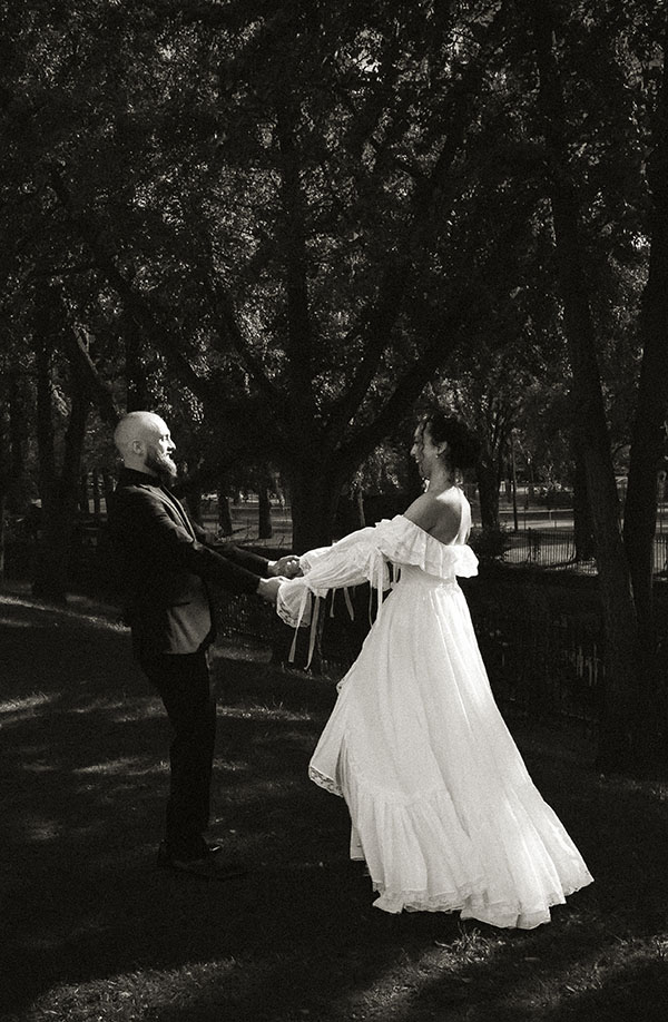 Bride and Groom Dancing at Allegheny Common's Park