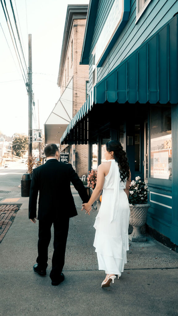 Bride and Groom Walking off from their Elopement