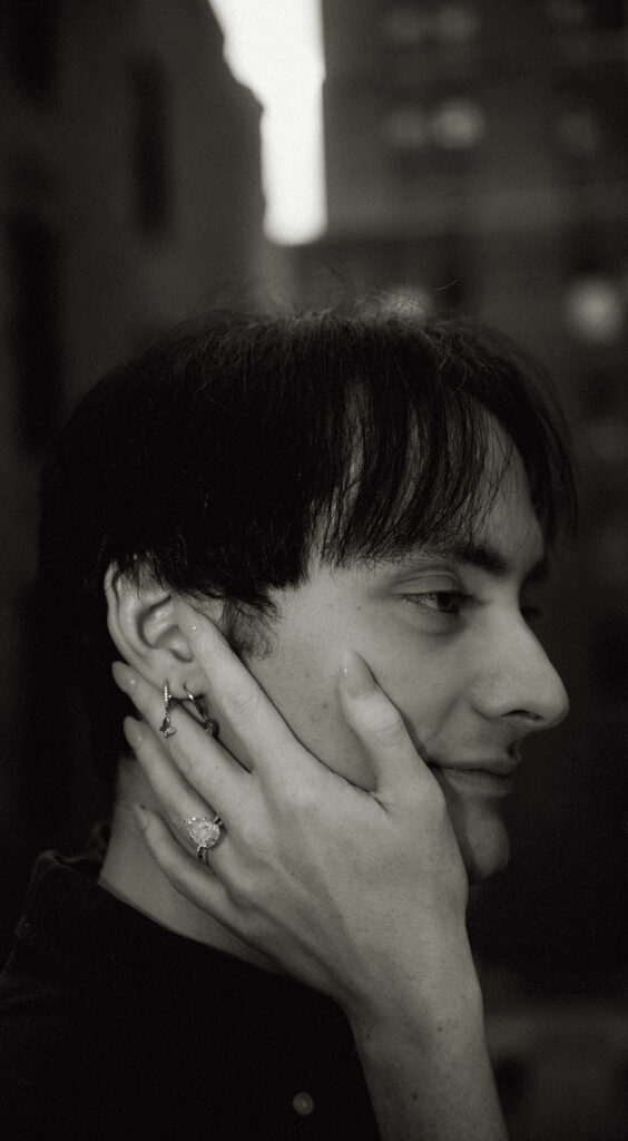 Couple looking at each other at Downtown Pittsburgh