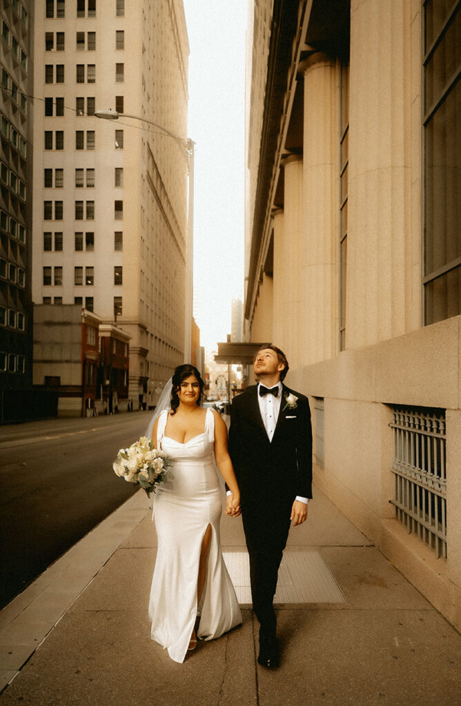 Artistic storytelling photo of Aida and Zachery during their winter Pittsburgh elopement.