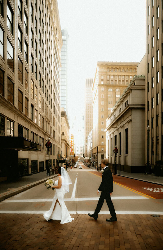 Artistic storytelling photo of Couple during their winter Pittsburgh elopement.