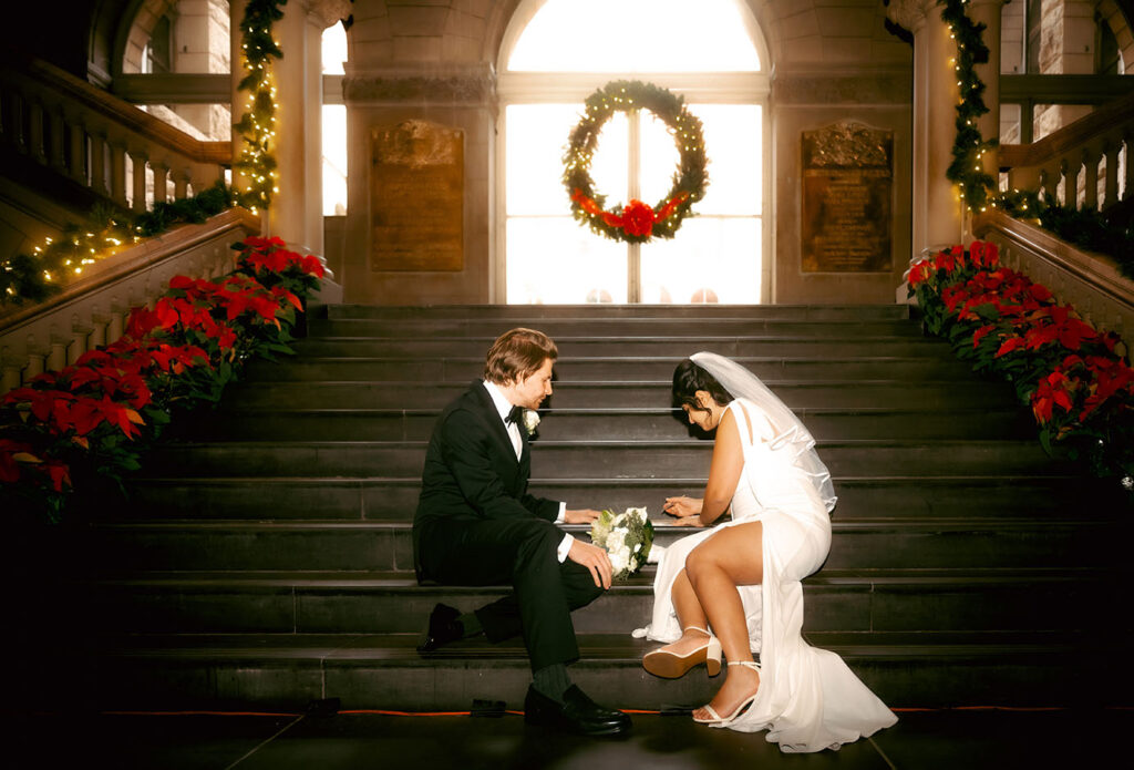 Aida and Zackery signing their Self Uniting Marriage license at the Allegheny Courthouse