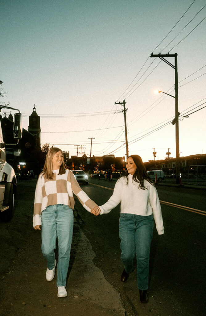 Couple walking at the Strip District in Pittsburgh