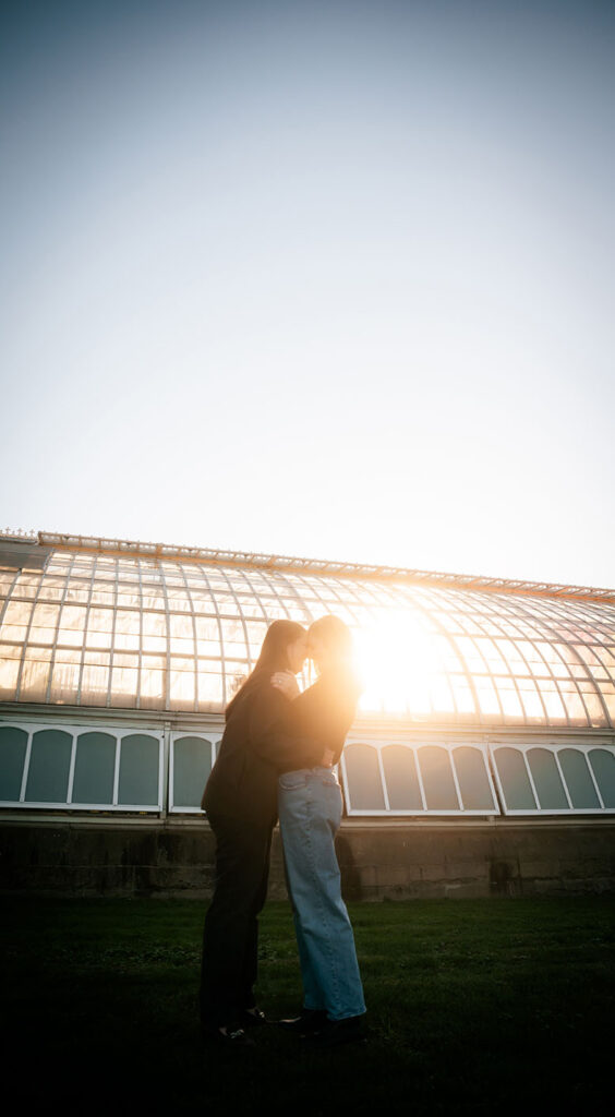 Same Sex Couple during sunset at Phipps Conservatory in Pittsburgh