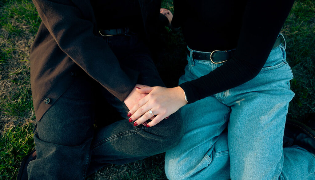 Engagement ring at Phipps Conservatory in Oakland