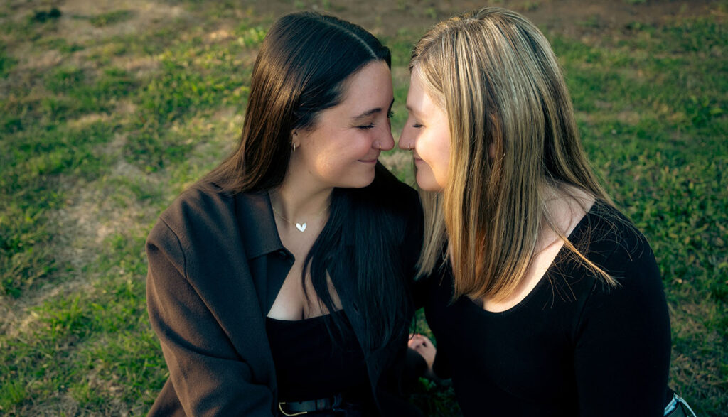 Same sex couple looking at each other after Pittsburgh Wedding Proposal