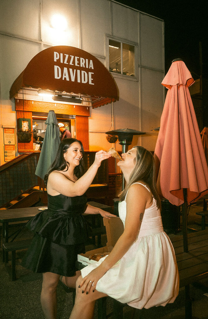 Strip District Pittsburgh night engagement photos editorial flash style