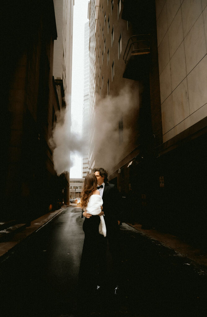 Editorial wedding portraits captured while strolling through Downtown Pittsburgh