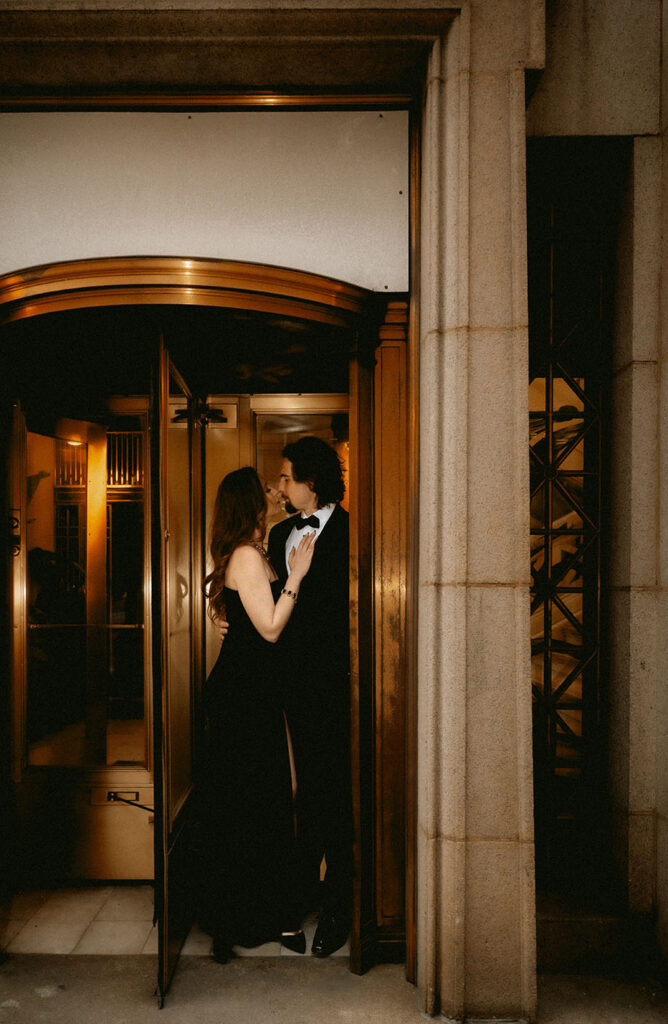 Editorial wedding portraits captured while strolling through Downtown Pittsburgh