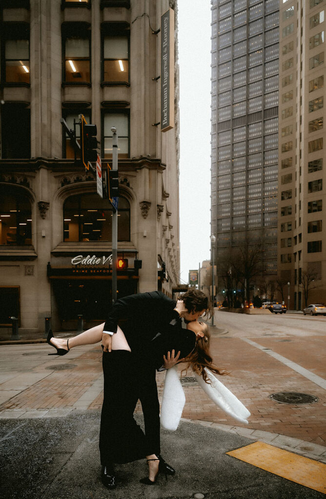 high end engagement photos Pittsburgh winter editorial feel