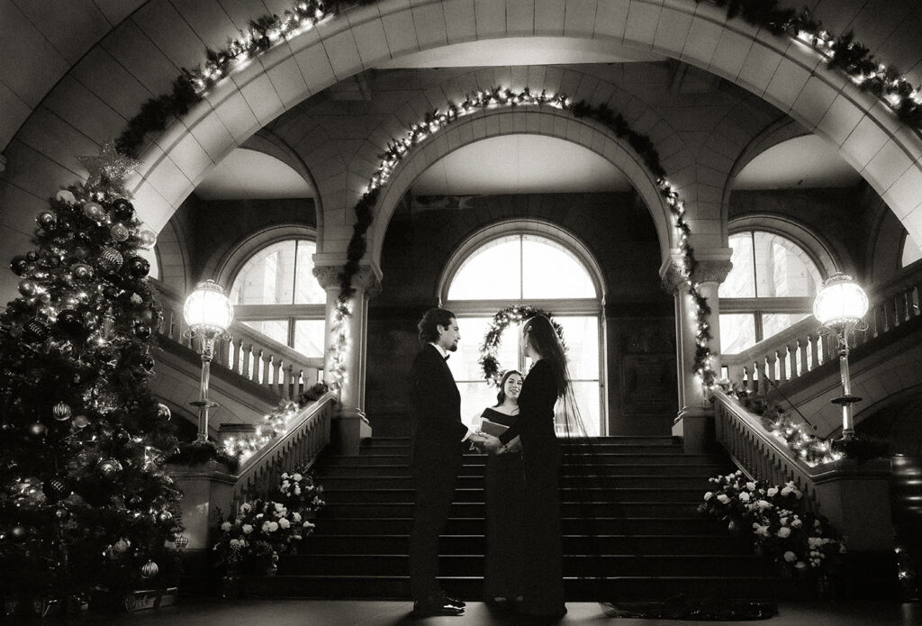 Intimate courthouse wedding with close family at the Allegheny County Courthouse