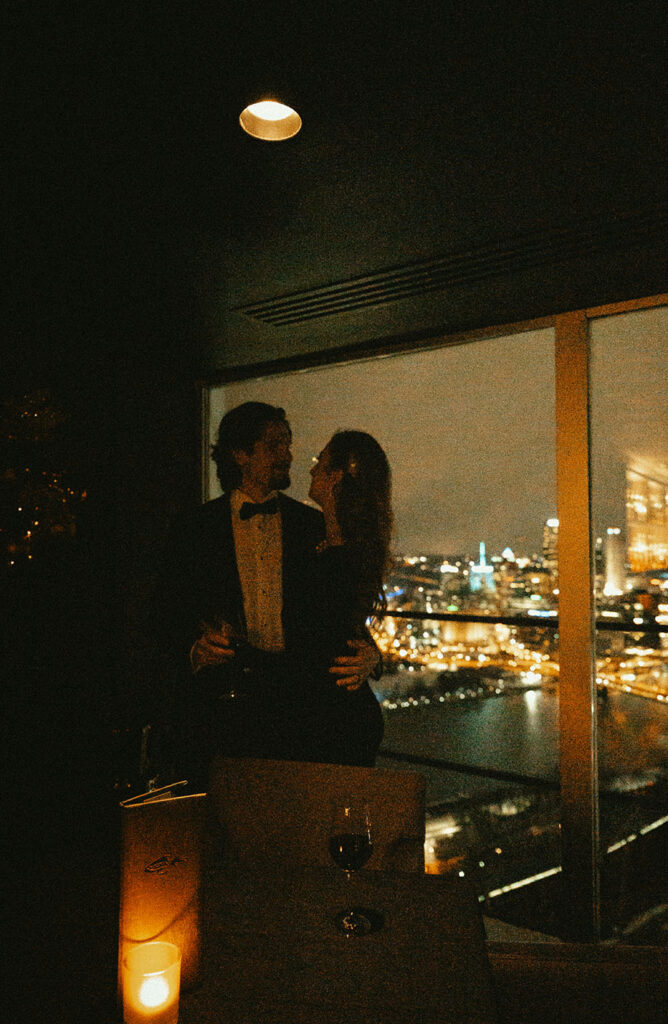 Editorial nighttime portraits during an intimate Pittsburgh wedding