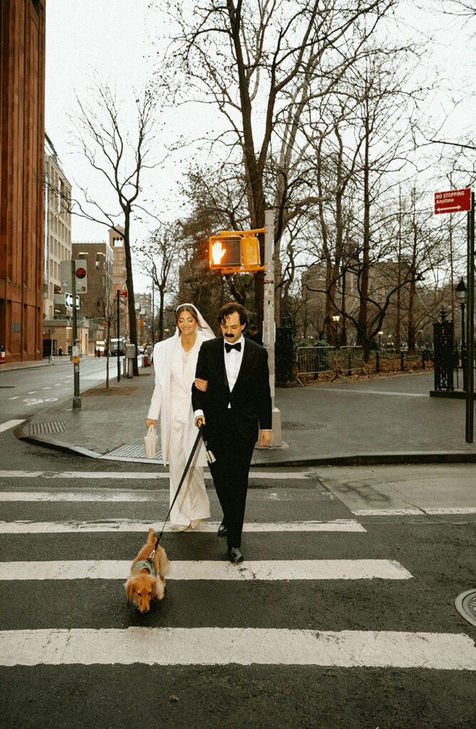 Fun documentary photos at a meaningful NYC bar during a city elopement